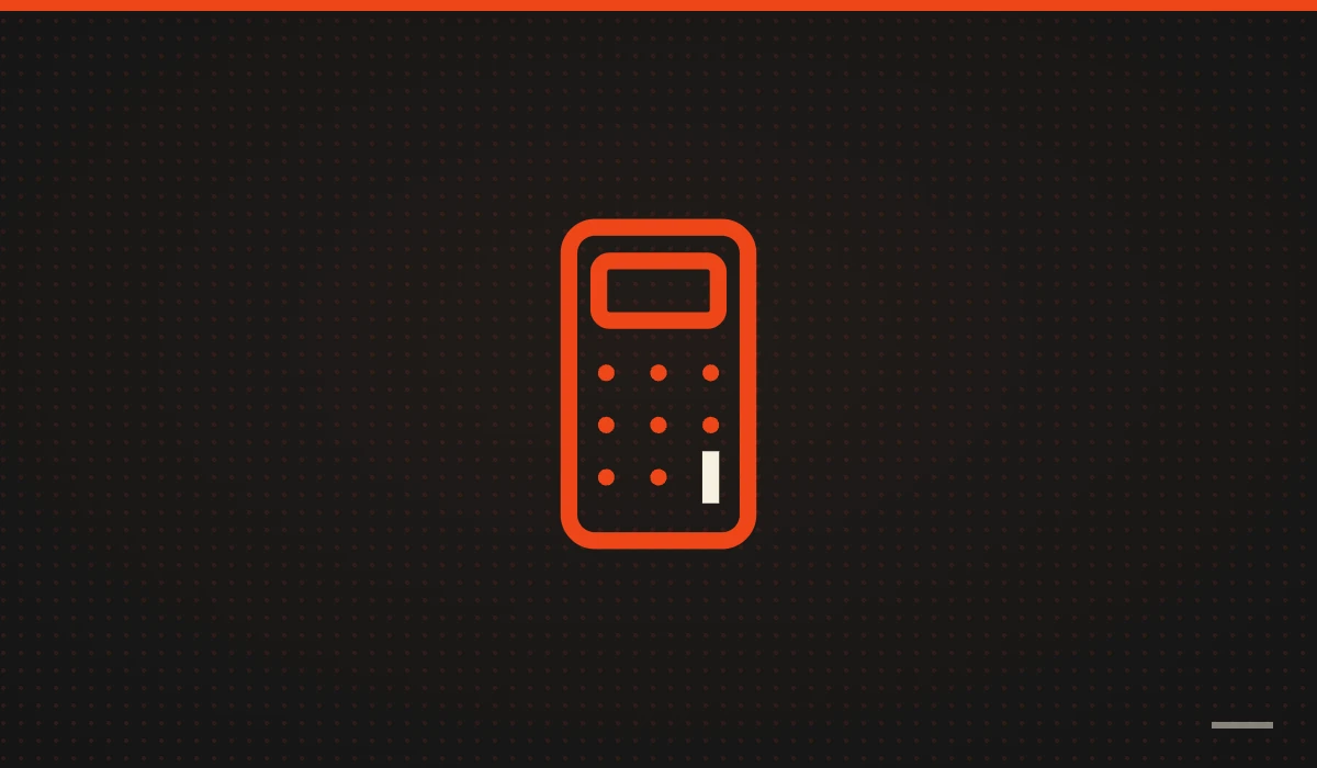 Calculadora naranja sobre fondo negro: cuánto cuesta una página web