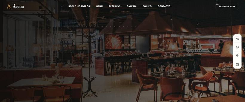 Portada de la web de ejemplo de Áscua, restaurante de brasa